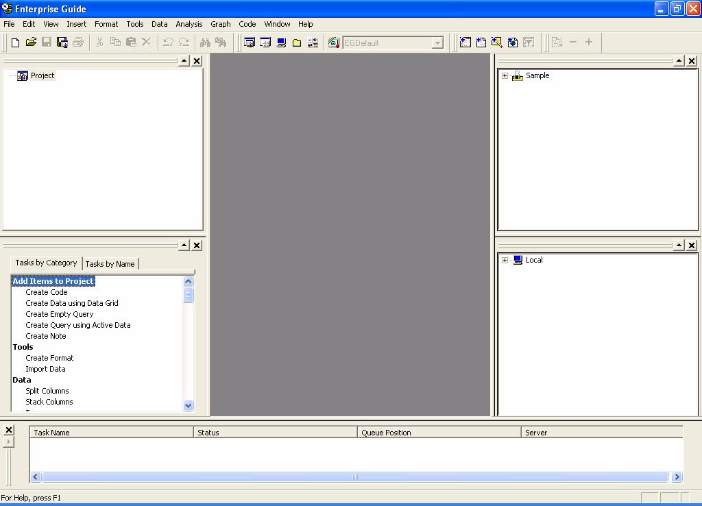 התוכנה מבנה חלון Project Binder List Task List Server List Task Status Project חלון זה מציג את הפרויקט הפעיל עם הקבצים