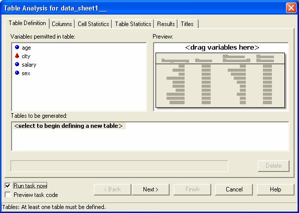 .. Analysis Analysis Table שלבי ביצוע המשימה של טבלאות שלב 1 לשונית Table Definition יתקבל המסך הבא, במסך זה עלינו