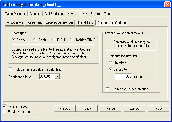 אופצית Options Computation לשונית Results שלב