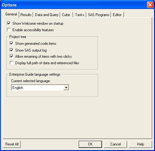 ,Tools Options הגדרות כלליות בכדי לקבוע את ההגדרות הכלליות של הפרויקט יש לגשת בתפריט ל יתקבל המסך הבא : לשונית General Show Welcome window on startup סימון אופציה זו גורם להופעת חלון הפתיחה של פתיחת