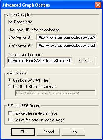 כפתור More Graph Options תת חלון Gif and JPEG Graphs Include titles inside the image התמונה