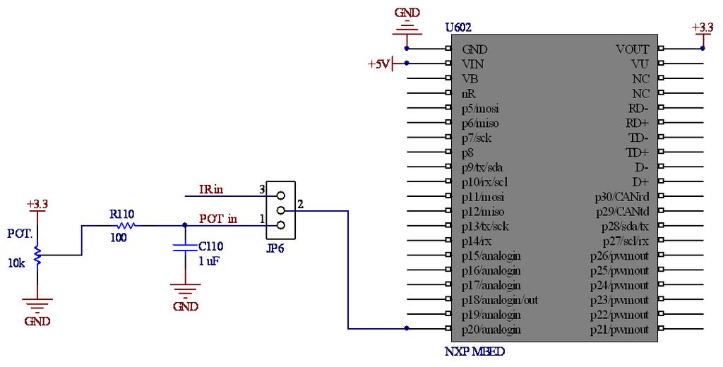 Slika 13 Пример: #include "mbed.h" #include "TextLCD.h" AnalogIn pot(p0); TextLCD lcd(p17, p16, p4, p3, p, p1); // rs, e, d4-d7 d0 d1 d d3 rs rw e int main() { while(1) { lcd.printf("%0.3f wait(0.