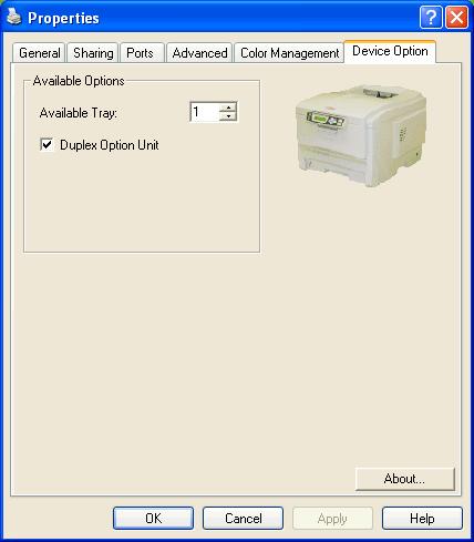 Καρτέλα Device options (Προαιρετικά εξαρτήµατα συσκευής) Σε αυτό το παράθυρο µπορείτε να επιλέξετε ποιες προαιρετικές ενηµερώσεις θα εγκατασταθούν στον