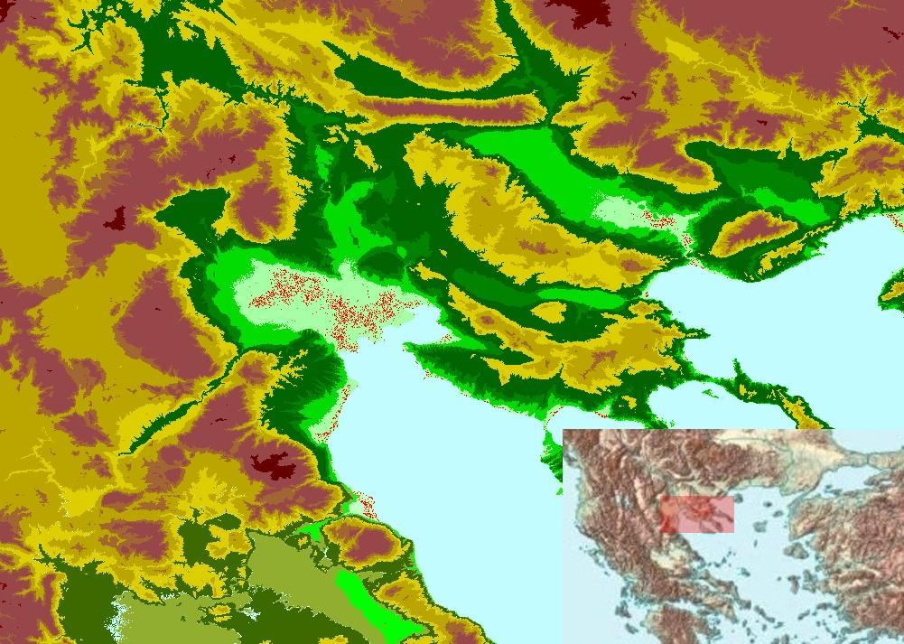 Κεφάλαιο 6ο [Πλημμυρικά Σενάρια] Εικόνα 30: Χάρτης παράκτιας τρωτότητας του Θερμαϊκού κόλπου (πηγή: [42]) Στην Ανατολική Μακεδονία και στη Θράκη, εντοπίζονται δύο