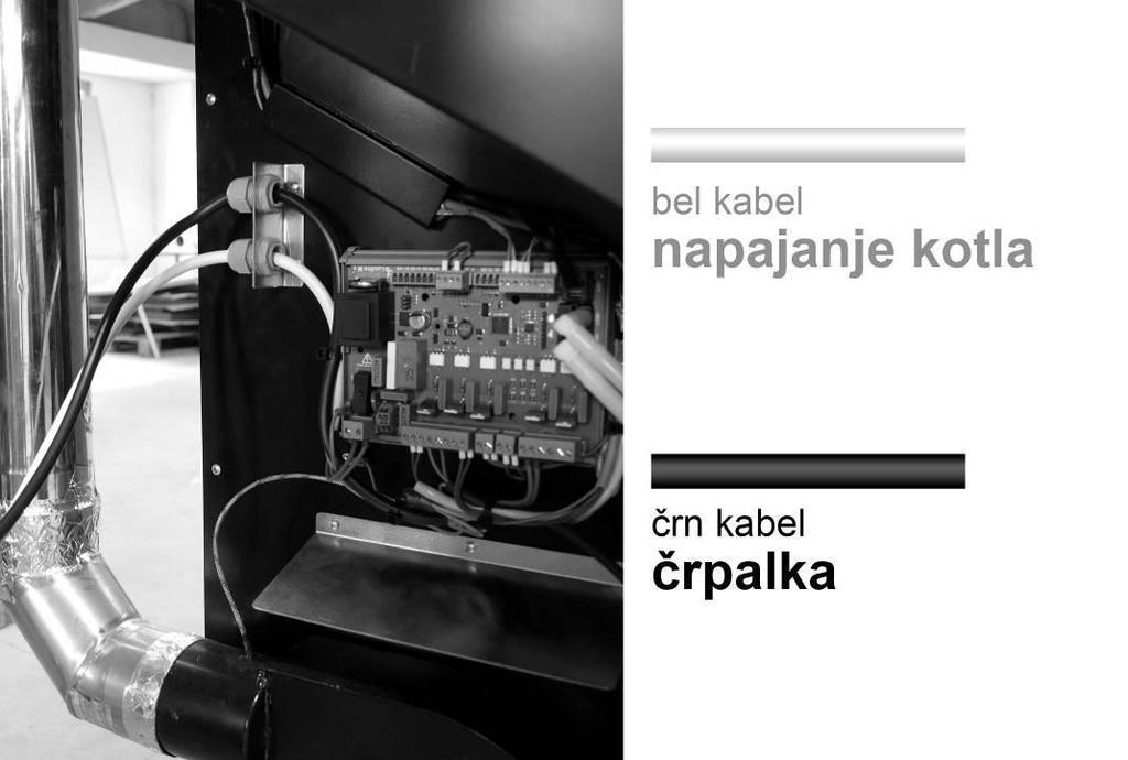 Slika 8 Belo Napajanje kotla (220 V) Crno Cirkulaciona pumpa Ako se električni kabal ošteti, zamenite ga. Zamenu sme izvršiti isključivo ovlašćeno osoblje.