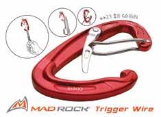 TRIGGER WIRE 8-32-262 6993.04 10,50 23KN 36gr EN12275 Gate Opening 22 mm One of the lightest carabiners on the market.