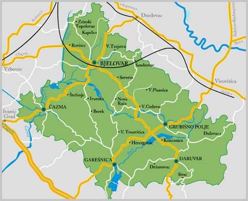Geografski gledano granice Općine teku: - na sjeveru - hrptom Bilogore - na istoku - grebenom pobrđa Bilogore - na jugu pobrđem Bilogore i rijekom Bjelovackom - na zapadu rijekom i dolinom rijeke