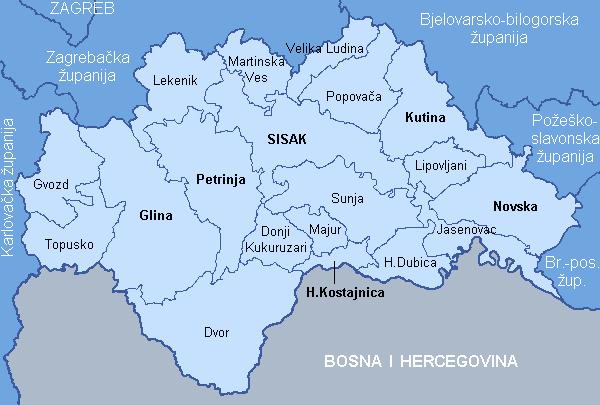 sjeveru i Zrinske gore na jugu. Prostor najvećim dijelom graniči na istoku s Gradom Petrinja, te na jugu s Općinom Dvor.