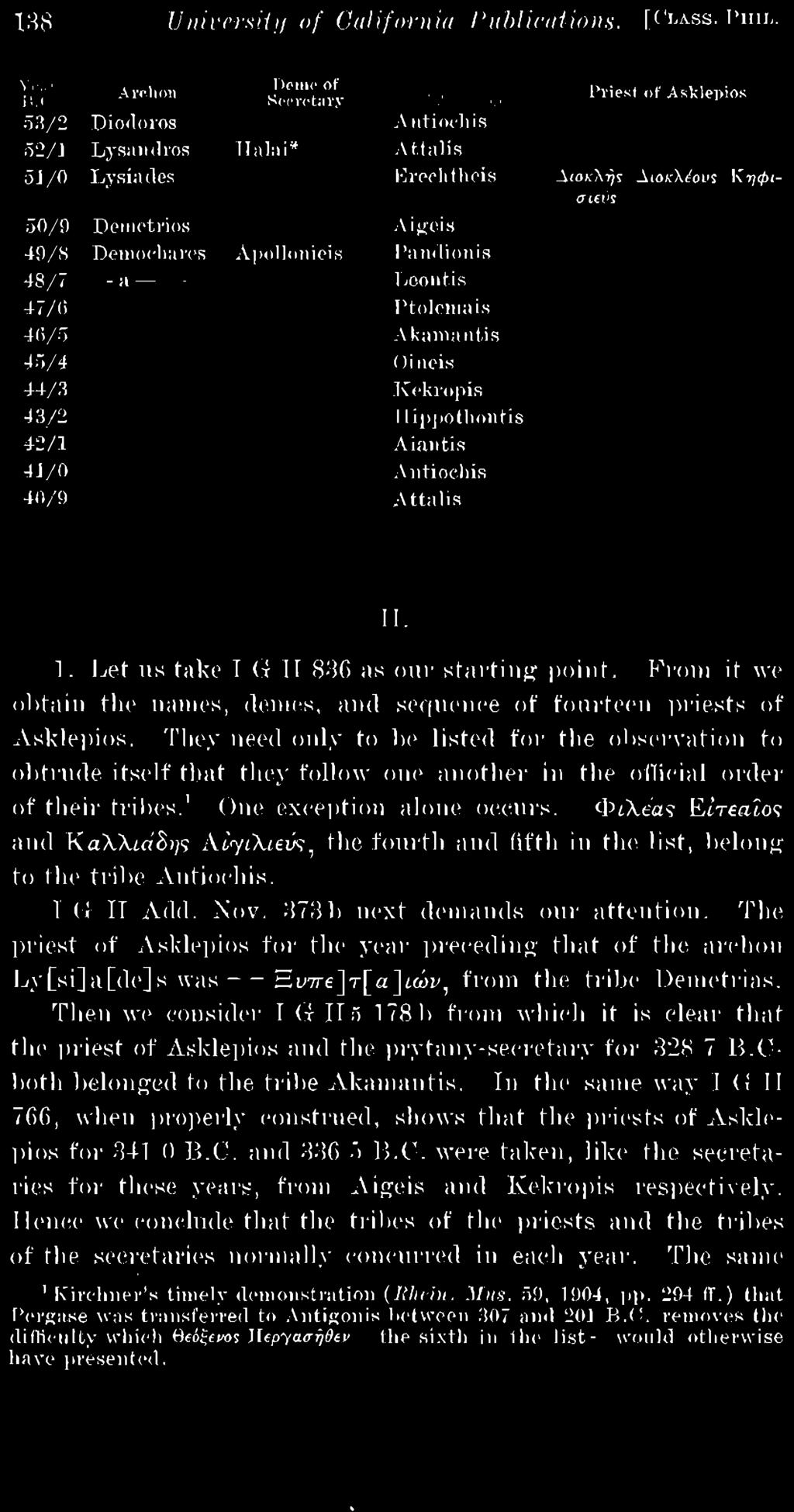 In the same way I (J II 766, when properly construed, shows that the priests of Asklepios for 341 0 B.C.