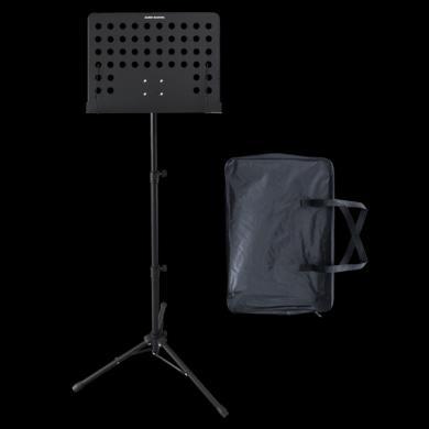 BS10 MUSIC STAND + BAG 2 Οικονομικό μεταλλικό αναλόγιο βαρέως τύπου με διάτρητη πλάτη και βάση με τρία πόδια. Διαθέτει μεταλλικά εξαρτήματα σύνδεσης. Εξαιρετική ποιότητα.