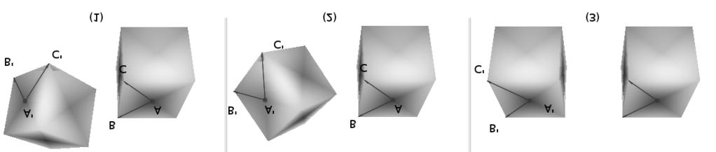 Fie N2 A'' C '' AC, se aplică rotaţia punctelor A, B, C cu arccos A'' C '' AC în jurul originii şi a axei N 2, obţinându-se A, B şi C ; unghiul ( cos ) N2xN2x cos ( cos ) N2 y N2z N2z sin ( cos ) N2z