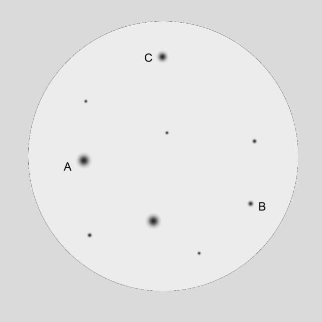 4. A) Distanţa dintre componentele sistemului binar ζ Herculis este 1,38. Cât trebuie să fie diametrul minim al unui telescop pentru a rezolva sistemul?