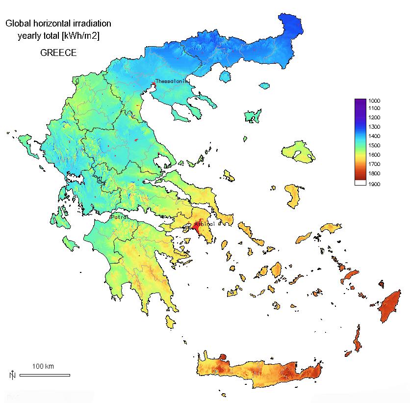 4: Ολική, ετήσια, οριζόντια ηλιακή