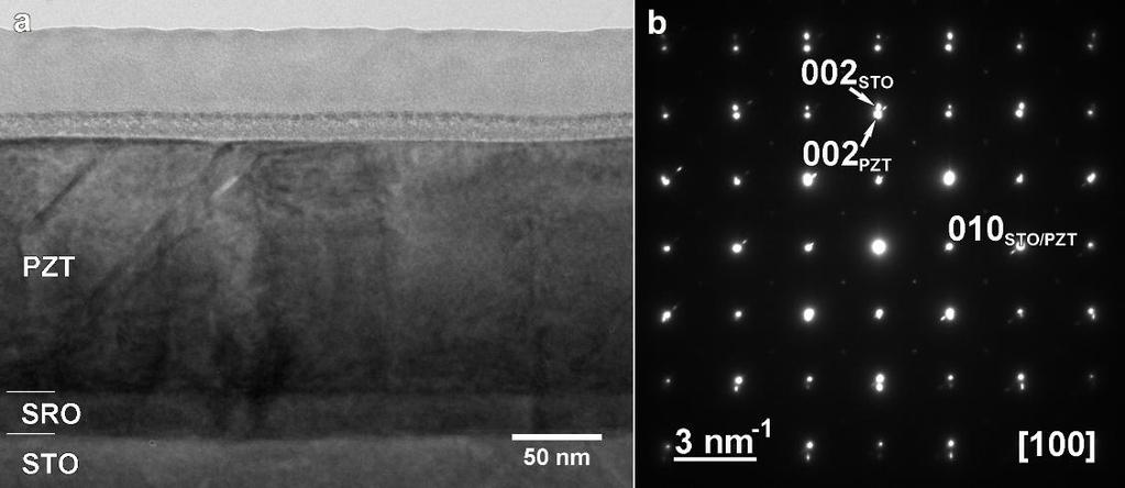 Filmul de 50 nm de PZT prezinta o rugozitate crescuta fata de celelalte probe cu grosimi mai mici.