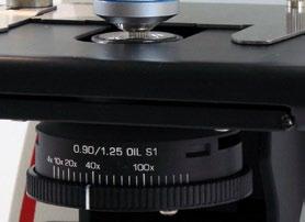 Uporaba kondenzorja Uporaba kondenzorja Kondenzor je opremljen z irisno zaslonko, ki jo je mogoče prilagoditi dejanski numerični aperturi objektiva. 1.