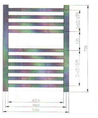 Sušači peškira "M&А Тehnik" ČELIČNI SUŠAČ PEŠKIRA APOLON *Izradjen od čeličnog Dprofila dimenzije 40 x 30 x 1,5 i šavnih cevi 30 x 15 x 1,2 * 4 priključka dimenzije * Fluid topla voda *