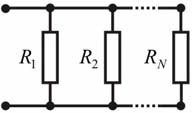 4 Stacionarno električno polje i jednosmerna struja 7 - Ekvivalentne otpornosti edna ili serijska veza. Kroz N različitih otpornika koji su vezani na red protiče struja iste jačine.