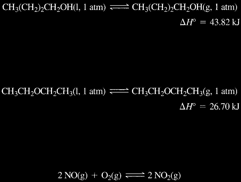 Slednive podatoci se odnesuvaat na isparuvaweto na toluenot, C 6 H 5 CH 3 (l) pri 298 K: ΔS = 99,7 kj mol -1 K -1 i ΔH = 38 kj/mol.