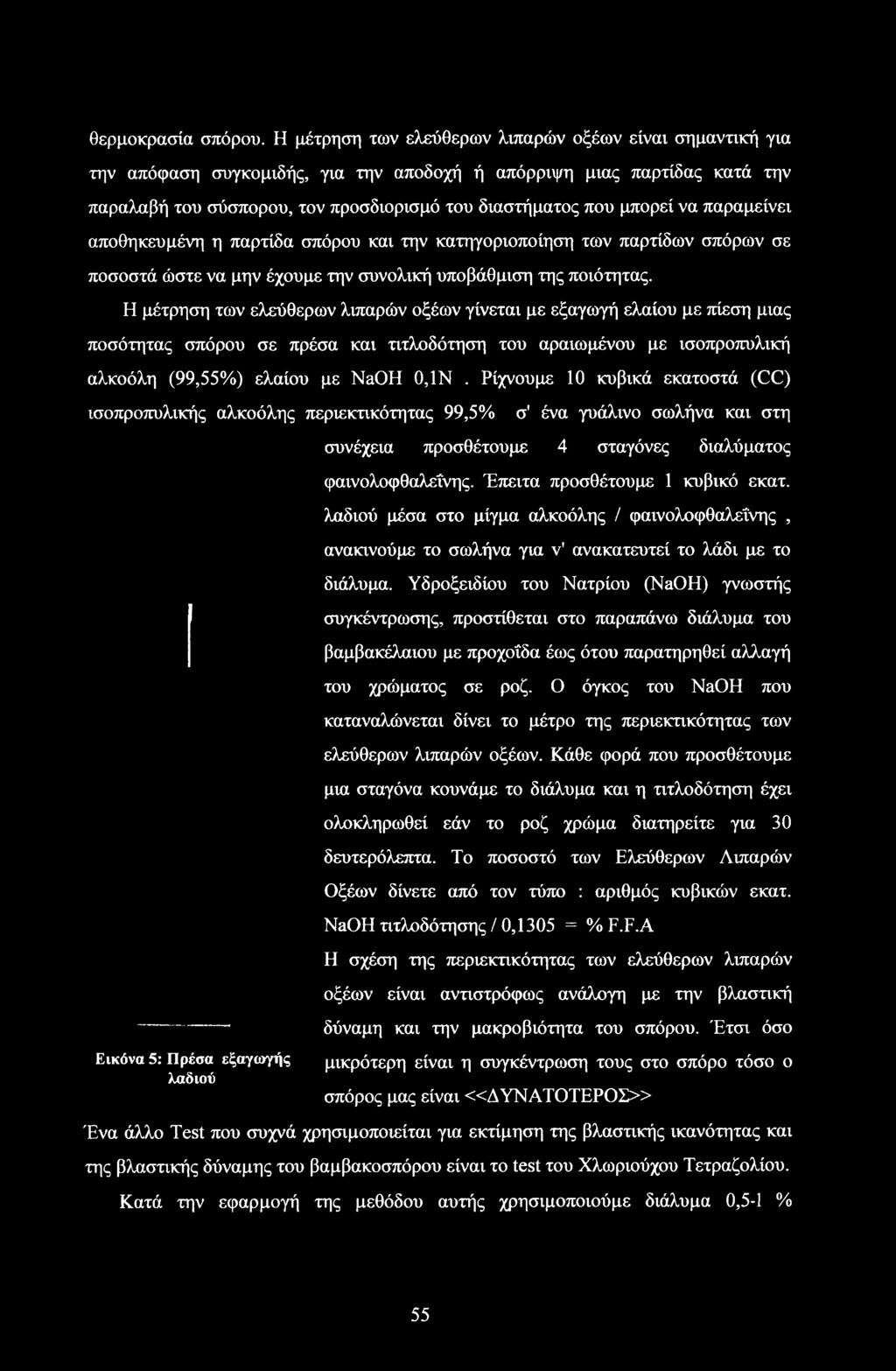 Ρίχνουμε 10 κυβικά εκατοστά (CC) ισοπροπυλικής αλκοόλης περιεκτικότητας 99,5% σ' ένα γυάλινο σωλήνα και στη συνέχεια προσθέτουμε 4 σταγόνες διαλύματος φαινολοφθαλεΐνης.