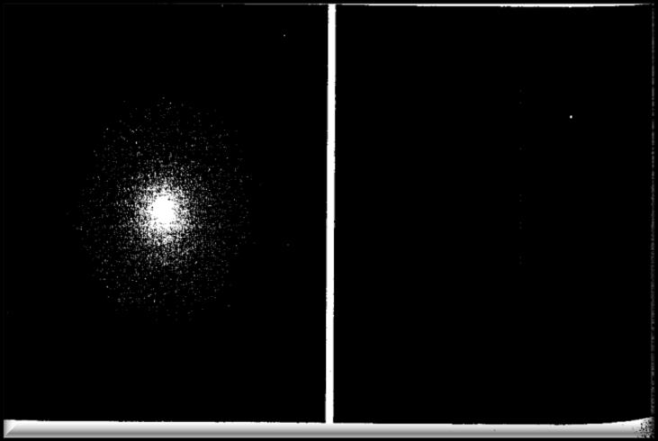 Σχήμα 5.3: α) Εικόνα στην κλίμακα του γκρι με ένα σχεδόν αόρατο μαύρο απομονωμένο σημείο στην περιοχή του βορειοανατολικού τεταρτημορίου β) Εικόνα του εντοπισμένου σημείου (σε μεγέθυνση) [87].