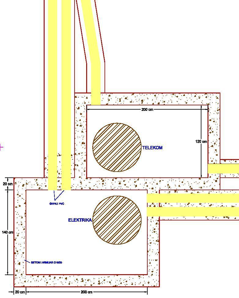 Numri dhe dimensioni i gypave fleksibil të vendosur në kanalizimi kabllovik përcaktohet në varësi nga nevoja dhe do të ishte dashur të definohet në projektin detal zbatues.