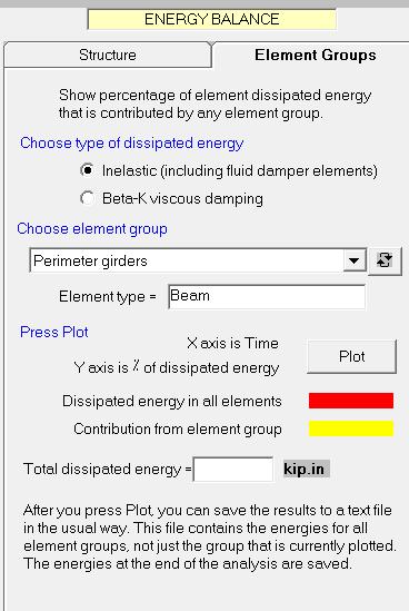 انرژی غیر االستیک در گروه های المان این قابلیت می تواند در تخمین ان که کدام گروه المانی بیشتر از همه در اتالف انرژی غیر االستیک مشاارکت مای کند مفید باشد.