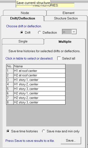 ج(تاریخچه های دریفت یا تغییر شکل خمشی ابتدا فاز Analysis و سپس وظیفه Time History کلیک شود.