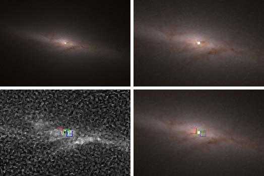 - 42 - Οι υπέρμαζες μελανές οπές Εδώ έχουμε μια σειρά από πραγματικού χρώματος φωτογραφίες που απεικονίζουν το κέντρο του γαλαξία (πάλι από το τηλεσκόπιο Hubble).