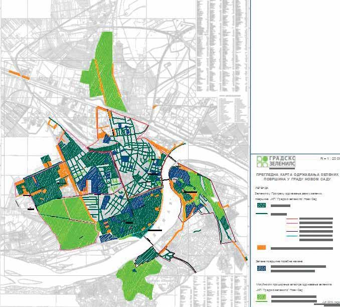 ПОСТОЈЕЋЕ СТАЊЕ ЖИВОТНЕ СРЕДИНЕ / СИТУАЦИОНА АНАЛИЗА 3.4. ЈАВНЕ ЗЕЛЕНЕ ПОВРШИНЕ За подизање, одржавање и уређење зелених површина, Град Нови Сад је основао Јавно комунално предузеће Градско зеленило.