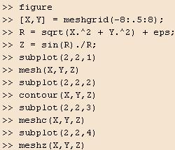 رسم منحنی های سه بعدی :mesh, surf, plot3, contour از این توابع
