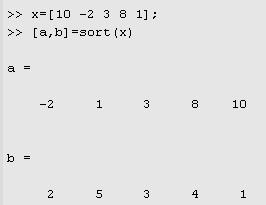 توابع کاربردی در عملیات ماتریس :[a,b]=sort(x) بردار x را به صورت