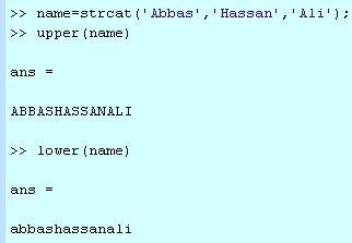 upper و :lower به ترتیب حروف درون یک رشته