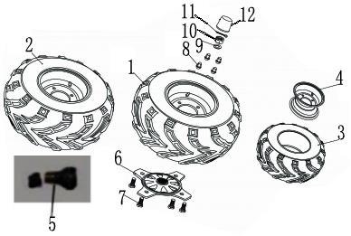 FIG. 16 REAR WHEEL AND HUB REAR WHEEL AND HUB 16-1 5410000150U002 300 UTV REAR WHEEL RIGHT 1 16-2 5420000150U002 300 UTV REAR WHEEL LEFT 1 16-3 7020052250G000 300 UTV REAR TIRE 2 16-4 5411000150U002