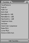 توانایی شناخت مفاهیم صوت و نصب نرمافزار Adobe Audition و شناخت محیط 5 شکل 5-27 شکل 5-28 پنجره Favorites پرسش: سه جلوهی صوتي دلخواه را با استفاده از دکمه
