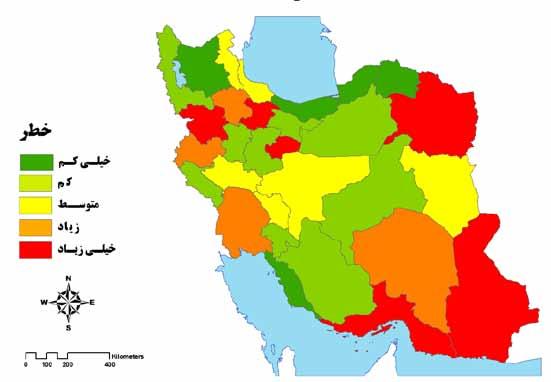 نقشه 11: توزیع مخاطره بیماری فلج اطفال