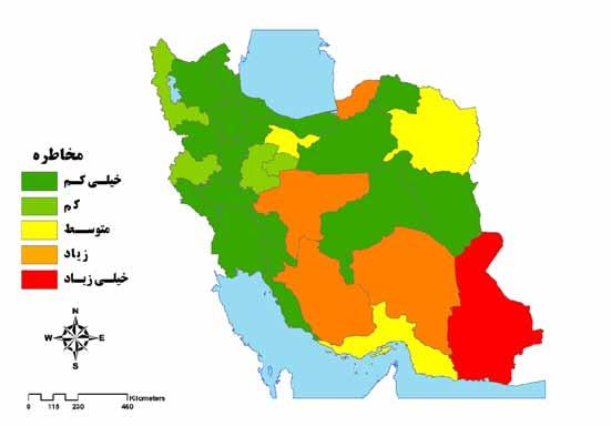 نقشه 23: توزیع مخاطره تب خونریزی دهنده کریمه کنگو