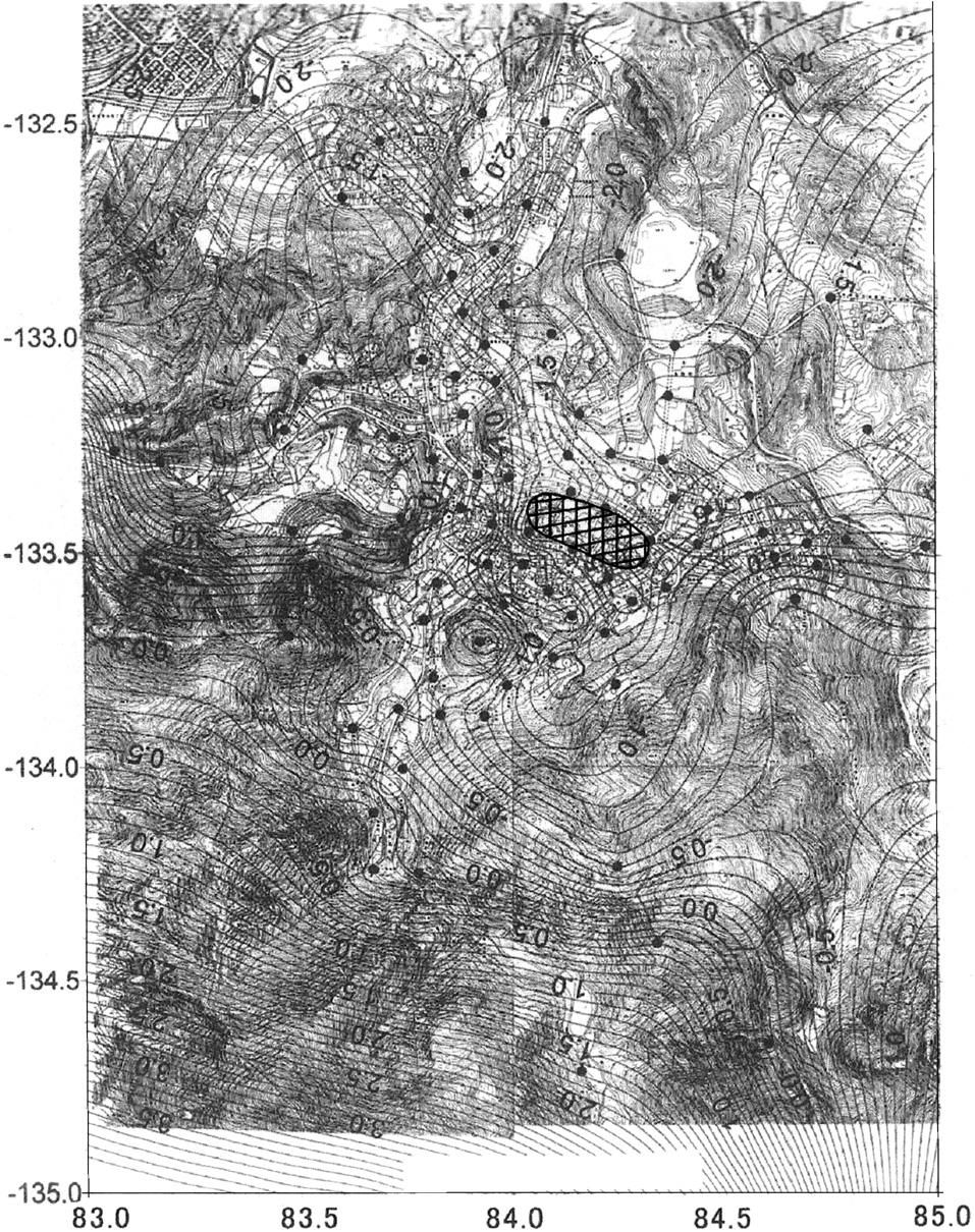 Atago-yama, Tenjin-yama and Teppo-yama. Fig. 2 Bouguer anomaly map in Arima hot springs area.