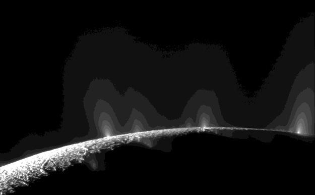 Obr. č. 7. Ročné priemerné počty slnečných škvŕn v rokoch 1609 až 2000. Nápadná absencia škvŕn v rokoch 1645 až 1715 sa nazýva Maunderovo minimum. Obr.č.6. Kriovulkanizmus alebo vodný vulkanizmus v oblasti južného pólu Saturnovho mesiaca Enceladus.