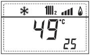 Prikaz stanja sigurnosnog termostata ZONA MIX (ulaz S1) (uključen [ ] ili isključen --) 32. Prikaz temperature sonde solarnog grijanja, vrijednost na sondi S3, spremnik INSOL 22.