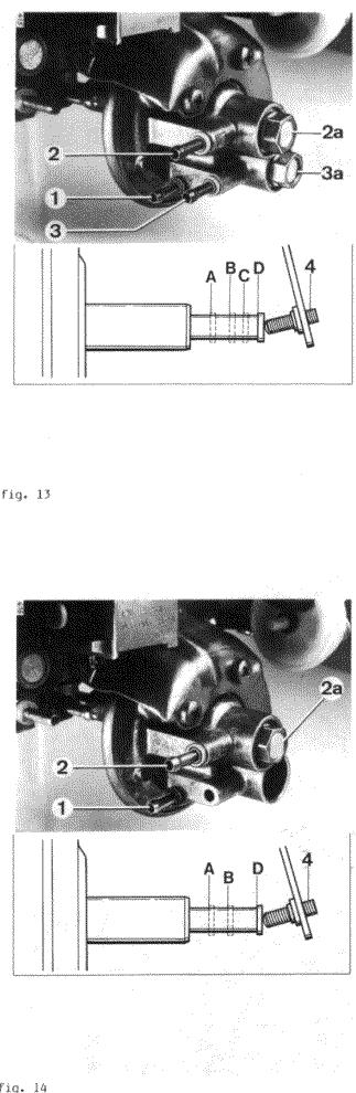 3. Ispitivanje uređaja za kontrolu leptira gasa (slika 13 i 14) Na slikama 13 i 14 A Pozicija usporavanja (klip potpuno uvučen) B pozicija štangasa C Pozicija za klima uređaj D Startna pozicija 1