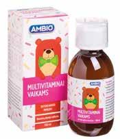 6 98 4 54-30 % AMBIO multivitaminai vaikams 150 ml sirupas Vitaminas C padeda palaikyti normalią imuninės sistemos veiklą. Vitaminas A ir riboflavinas padeda išsaugoti normalų regėjimą.