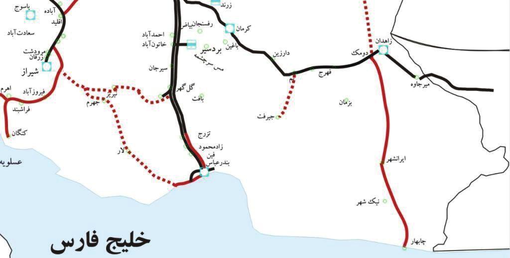 بررسی و انتخاب سيستم سيگنالينگ مناسب به روش آنتروپی پرومتی زاهدان 011[ Railway, ]IRI شكل شكل 1 1 نقشه نقشه راه راه آهن آهنچابهار چابهار است با اجراي اين طرح ده هزار شغل در زمينههاي مختلف از جمله
