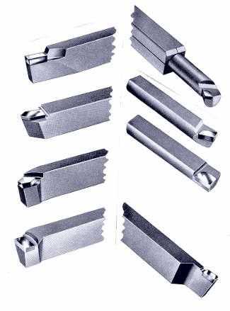- алат од брзорезног челика (БЧ) резни део од БЧ заварен за дршку од конструктивног челика или је цео од БЧ, може да се преоштрава, (Тејлор, крај 19 века), - алат од конструктивног челика са