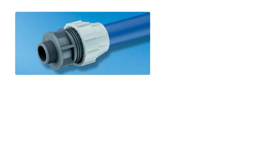 Prikljucni sistem za posebne namene Plastic ni prikljuc ek Uponor z zunanjim navojem - prehod iz glavnega dovoda na cevi Uponor Ecoflex Supra Plastic ni prikljuc ek Uponor z zunanjim navojem je