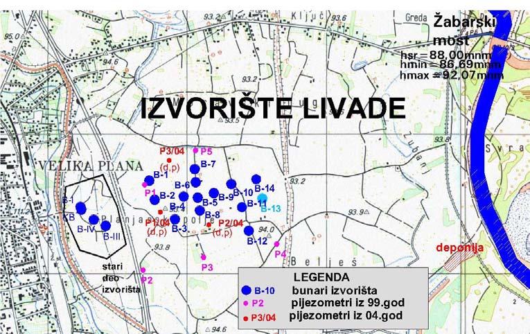 Снабдевање пијаћом водом, градског подручја Велике Плане још увек се искључиво ослања на локално извориште Ливаде, формирано у алувијалним седиментима реке Велике Мораве.