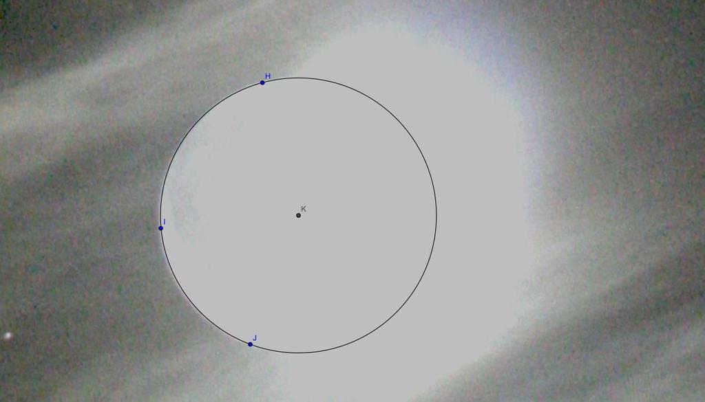 Slika 14:Določevanje središča 3.2.5 Merilo Kasneje bomo potrebovali podatek, koliko slikovnih točk predstavlja en radian na nebu.