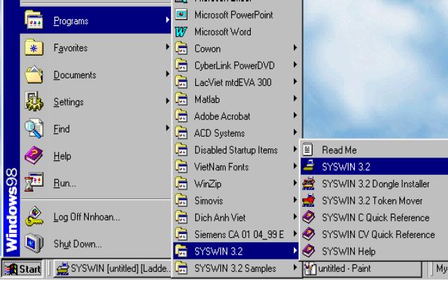 Khởi động phần mềm SYSWIN từ biểu tượng hoặc từ file chương trình như hình 8.1. Hình 8.