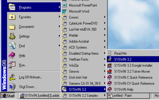 Khởi động phần mềm SYSWIN từ biểu tượng hoặc từ file chương trình như hình 8.1. Hình 8.