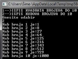 WriteLine("Krivi unos, pokušajte ponovno!") Goto start 13. Izradite program koji traži unos kateta pravokutnog trokuta, a na temelju unosa izračunava hipotenuzu. TextWindow.