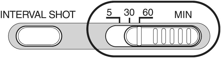 Snimanje fotografija u odre enim intervalima 3 Podesite interval snimanja pomo u preklopke na Cyber-shot Stationu. Možete odabrati interval snimanja od 5 minuta, 30 minuta ili 60 minuta.